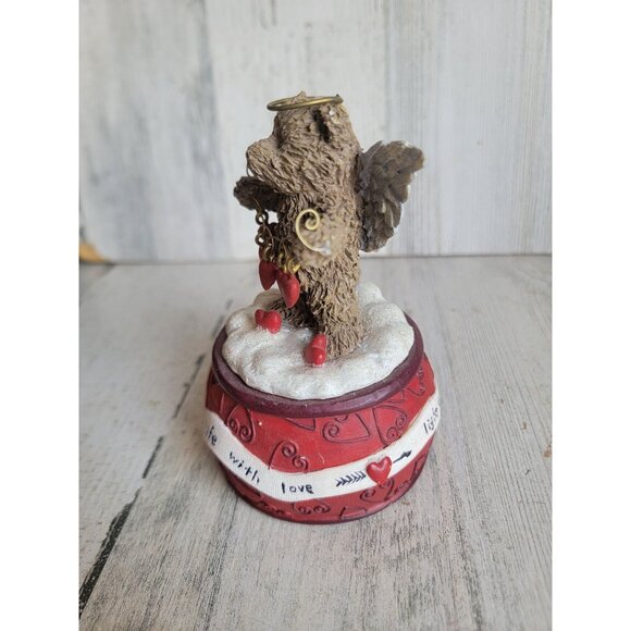 Vintage Valentine AS IS windup music box bear cupid heart home decor - Picture 10 of 11